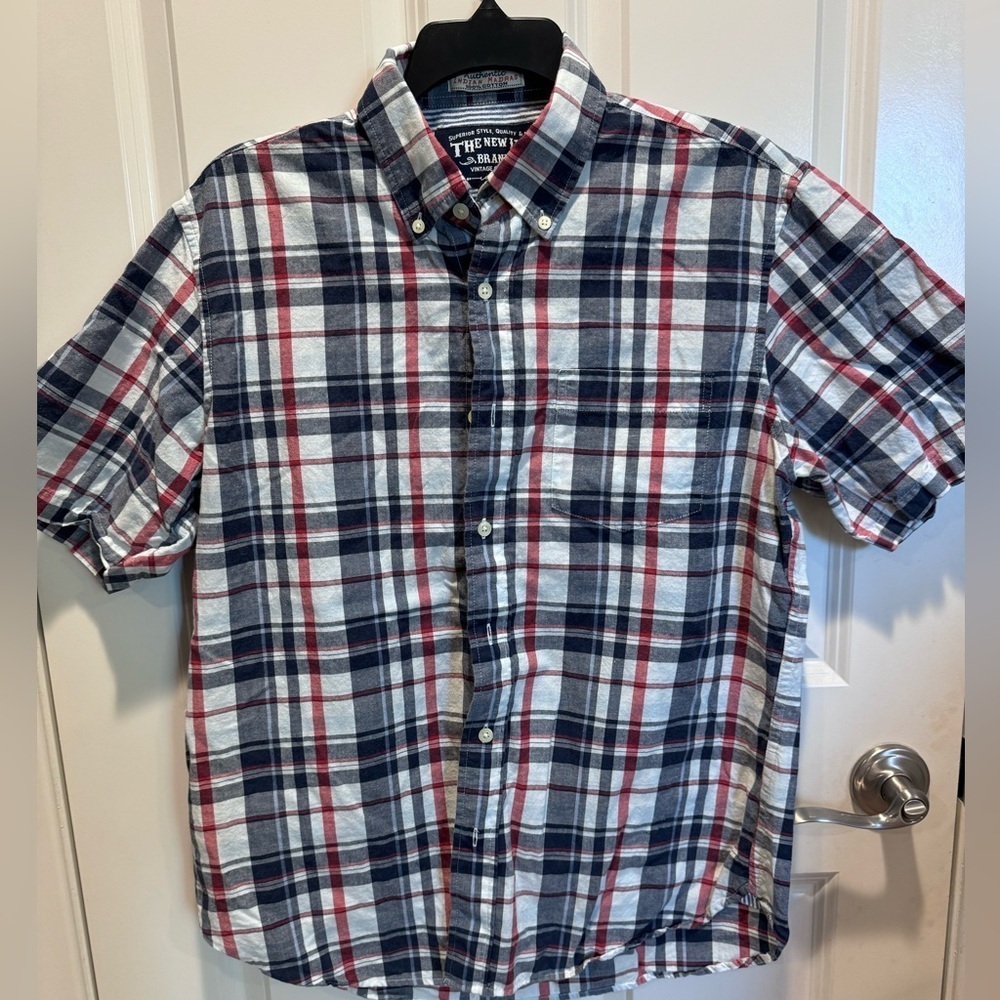Classic Plaid Button-Down Shirt in Red, Blue, and White